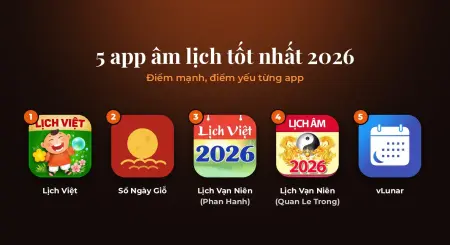 5 app âm lịch tốt nhất 2026: điểm mạnh, điểm yếu từng app