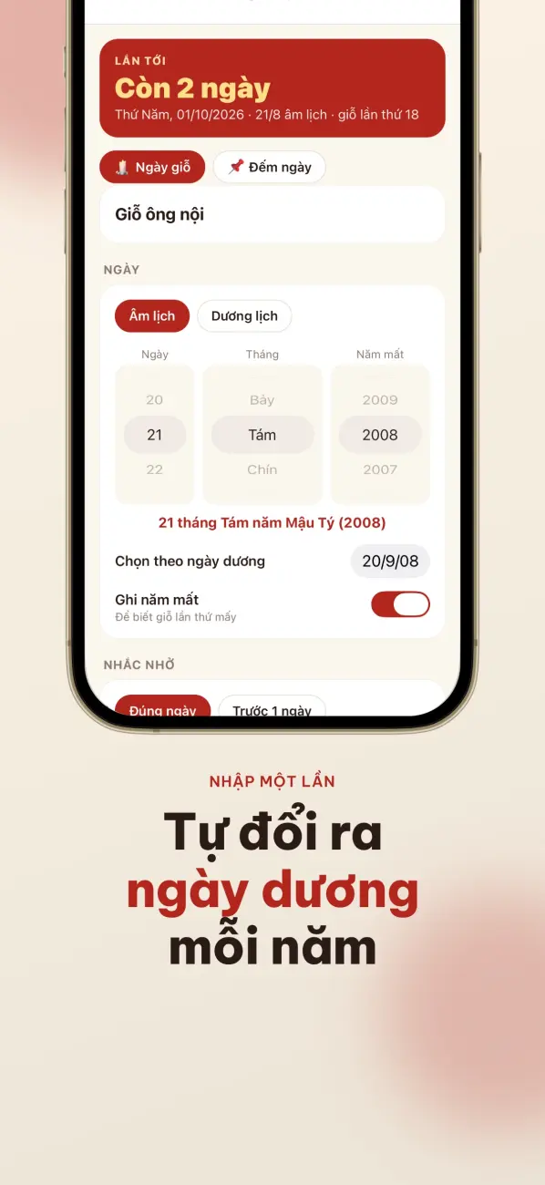Sổ Ngày Giỗ - màn hình 2