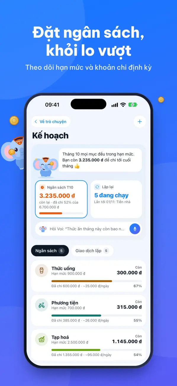 Finany: Sổ thu chi Voi Nany - Sổ nợ, ngân sách, báo cáo
